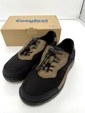 Cosyfeet scarpa uomo Wilson HP vestibilità ampia larghezza 3H nero cachi taglia UK 8,5 spaziosa