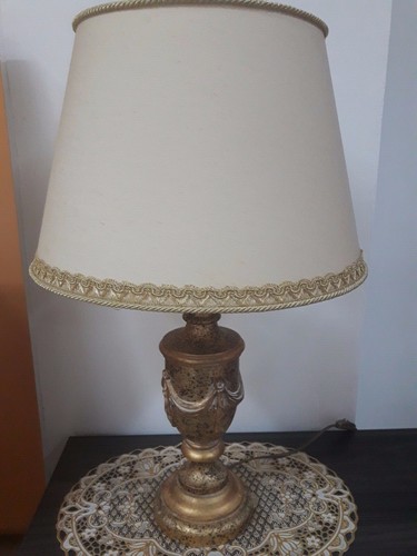 Lampada tavolo lume legno oro - lampada,