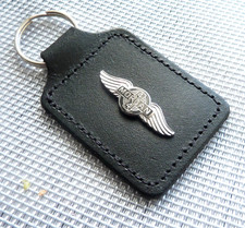 MORGAN 4/4  BLACK LEATHER  & ENAMEL  CAR KEYRING / KEY CHAIN
