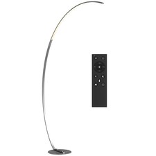 HOMCOM Lampada ad Arco Moderna Alta 172 cm Regolabile con Telecomando Argento
