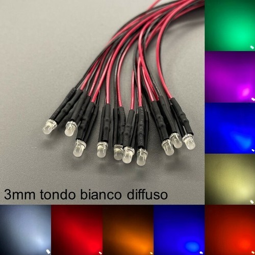 3mm led cablato tondo bianco - 3mm,