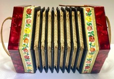 Scholer 🪗 Concertina CHU100 Rosso 🌺 Floreale -Repubblica Tedesca con scatola