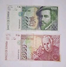 Lotto banconote 1000 + 2000 Pesetas Spagna 1992 buone/ottime condizioni (2)
