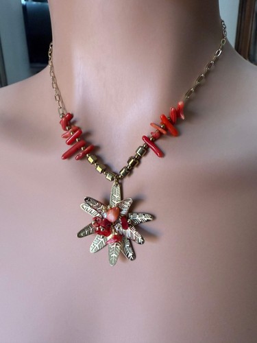 Collana etnica con corallo - collana,