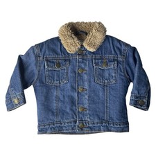 Giacca pelliccia sintetica denim foderata in pile cappotto shacket 9-12 mesi bambino ragazzo nuovo regalo