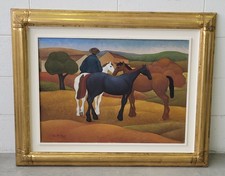 Roberto MASI (Firenze 1940-2011) Cavalli Maremma OLIO su tela 50x70 cornice