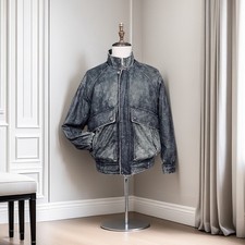 Giubbotto bomber uomo stile vintage pelle invecchiata biker pelle bovina stonewashed