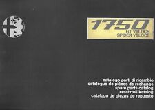 CATALOGO RICAMBI ALFA ROMEO 1750 GT E SPIDER VELOCE SPARE PARTS CATALOGUE