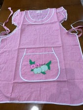 grembiule copri abito da cucina vintage in puro cotone bianco/rosa quadrettato