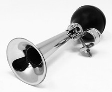 TROMBETTA CROMATA PER MANUBRIO BICI BICICLETTA CLACSON TROMBA UNIVERSALE DRITTA