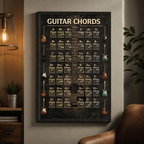Poster modern art guitar - poster,