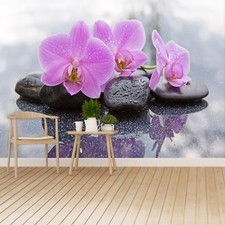 Non woven Wall Mural Photo Wallpaper Poster Picture Image Orchids Stones