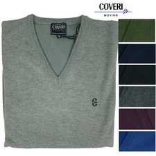 Maglione Uomo Scollo V Pullover Punta Tinta Unita Elegante Classico Maglioncino