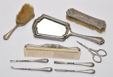 Antico Necessaire da toilette in argento 800 specchio spazzola pettine manicure
