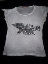 t-shirt top smanicato bianco x-cape Tg M con paillettes in viscosa