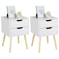Set 2 Comodini Bianchi Moderni Camera da Letto Tavolini Laterali con 2 Cassetti