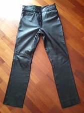 ECHTES LEDER Biker 5 pockets Trousers Black Thick 100% Real Leather Size W 34-36