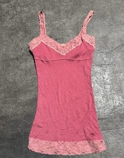 Canotta Cami Vintage Y2K Abercrombie And Fitch Bicolore Rosa Pizzo Medium