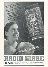 1937 * Pubblicità Originale "Radio Siare a Valvole Metalliche, Un Richiamo Irres