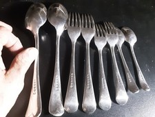 SET 8 POSATE ARGENTO ANTICO VARIE PUNZONATURE LUNGHEZZA CUCCHIAI GRANDI 22 CM PI