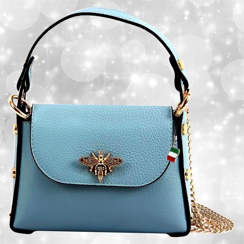 Borsa azzurro pelle media