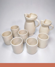 set 6 bicchieri per vino acqua in ceramica terracotta smaltati + brocca caraffa