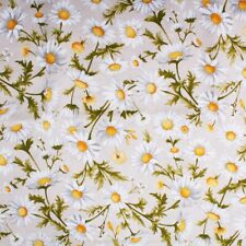Tessuto Loneta Cotone Fantasia Margherita Stoffa Stampata Arredo Casa H 280 cm