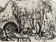 KAROL BADURA (1907-1983) BATTAGLIA DI CASSINO DOCUMENTO STORICO DISEGNO DAL VERO