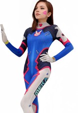 Body cosplay D.Va: tuta da pilota blu e rosa