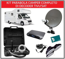Kit Parabola Portatile Satellitare 40 cm per Camper con Decoder Tivusat 12V TV