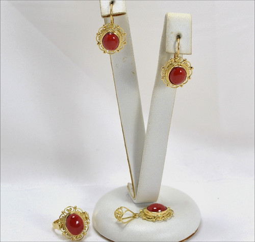 Parure oro corallo sardo - parure, 18