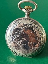 Pocket Watch Niello Wonderful Vintage Argento e Smalti 1890