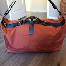 Borsa da viaggio Longchamp Le Pliage espandibile arancione nylon cinturino pelle XL borsone 