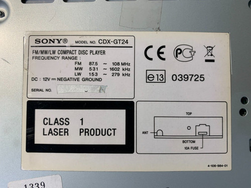 Cdx gt24 autoradio sony - cdx-gt24,