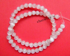 20pz  perline in vetro occhi di gatto colore bianco 6mm