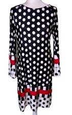 Abito donna mod retrò a pois stampa grafica tubino colorblock artsy audace taglia M