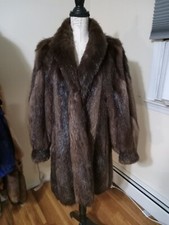 I.MAGNIN ELEGANTE UPTONE PELLICCIA DI CASTORO PASSEGGINO GIACCA CAPPOTTO.PELLE MORBIDE SPESSE.TAGLIA LG.