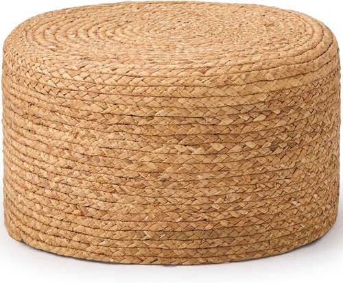 Round pouf ottoman natural - round, ottoman,