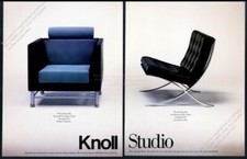 1989 Ettore Sottsass poltrona e sedia Barcellona foto Knoll stampa vintage pubblicità