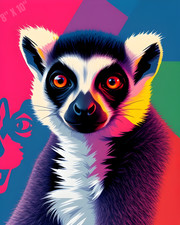 Lemur Pop Art 8X10 Print