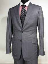 Tuta Sciortino fatta a mano su misura grigio gessato anni 150 lana gorea piccolo difetto 38R