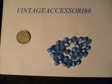 40 BOTTONI MISTI BOMBE' VERA MADREPERLA AZZURRO VINTAGE 9 MM LINEATO 14  AZ5