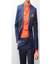 Uomo Abito Blu Scialle Nero