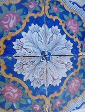 ANTICHE MATTONELLE NAPOLI 4 RARE  RIGGIOLE/PIASTRELLE FINEMENTE DECORATE 