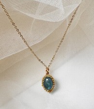 collana con cristallo quarzo acqua marina e catena argento