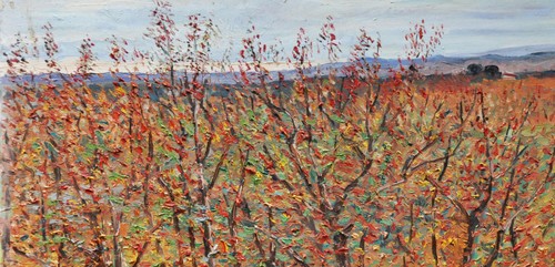 Paesaggio con bosco dipinto - -,
