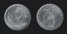 5 LIRE 1977 DELFINO E TIMONE -