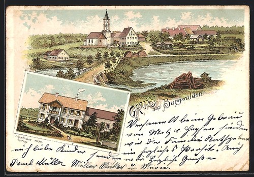 Litografia burgwalden vista - burgwalden,,