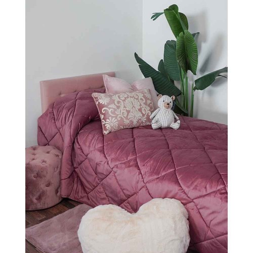 Trapunta velvet rosa effetto - rosa,