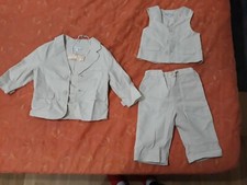 lotto 573b completo cerimonia bimbo bambino BLUE200 avana 9-12 mesi